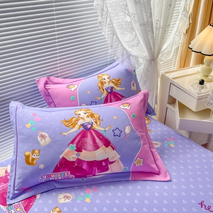 91家纺网 家纺一手货源 找家纺 金爱家 2023新款大版卡通磨毛四件套 阳光公主