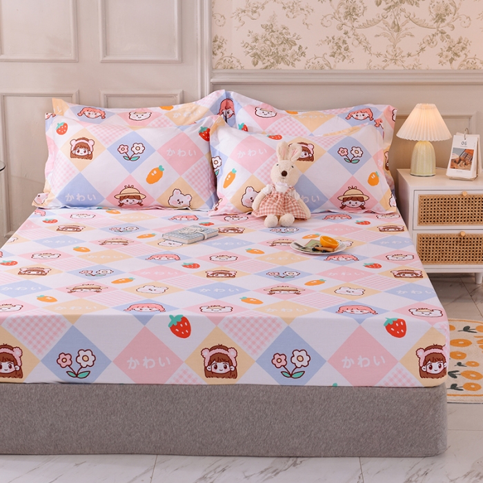 91家纺网 家纺一手货源 找家纺 甜之梦 新款12868全棉印花系列单床笠（可接缺角异型） 诗雨恋人