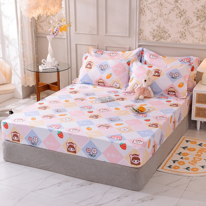 91家纺网 家纺一手货源 找家纺 甜之梦 新款12868全棉印花系列单床笠（可接缺角异型） 诗雨恋人