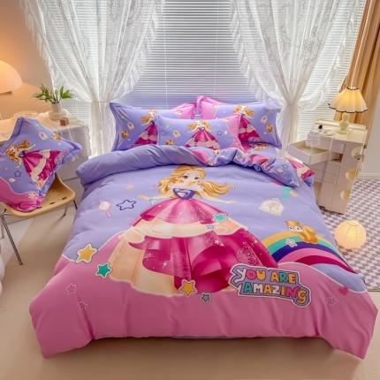 金爱家 2023新款大版卡通磨毛四件套 阳光公主