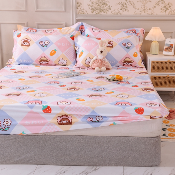 91家纺网 家纺一手货源 找家纺 甜之梦 新款12868全棉印花系列单床笠（可接缺角异型） 诗雨恋人