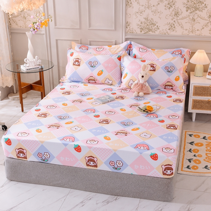 91家纺网 家纺一手货源 找家纺 甜之梦 新款12868全棉印花系列单床笠（可接缺角异型） 诗雨恋人