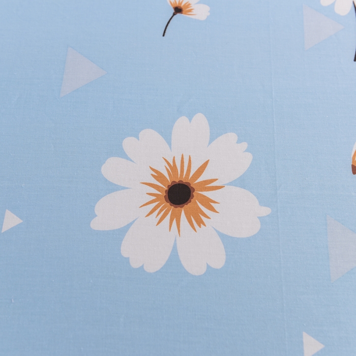 91家纺网 家纺一手货源 找家纺 甜之梦 新款12868全棉印花系列单床笠（可接缺角异型） 小雏菊-蓝