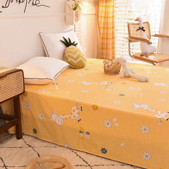 91家纺网 家纺一手货源 找家纺 甜之梦 新款12868全棉印花系列单床笠（可接缺角异型） 小鹿精灵橙