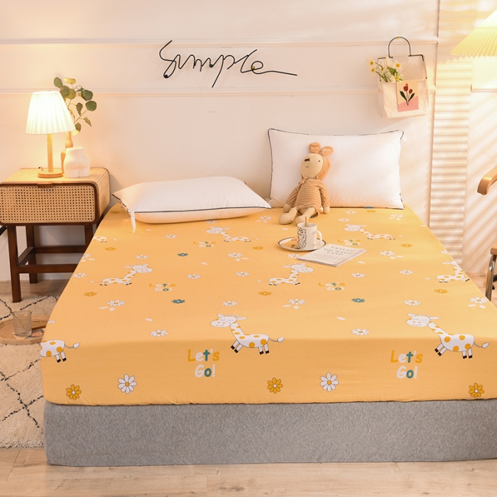 91家纺网 家纺一手货源 找家纺 甜之梦 新款12868全棉印花系列单床笠（可接缺角异型） 小鹿精灵橙