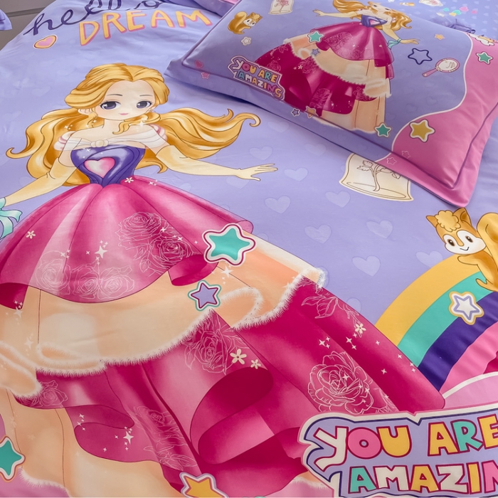 91家纺网 家纺一手货源 找家纺 金爱家 2023新款大版卡通磨毛四件套 阳光公主