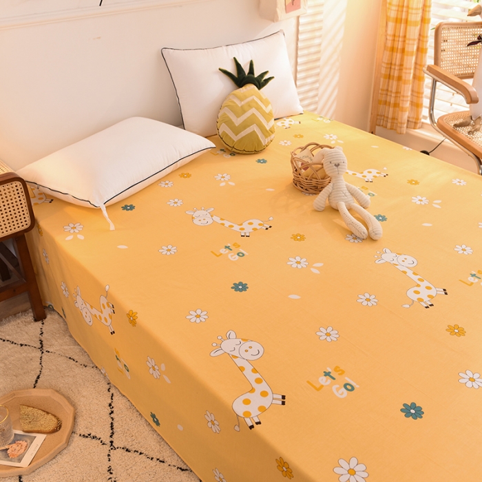 91家纺网 家纺一手货源 找家纺 甜之梦 新款12868全棉印花系列单床笠（可接缺角异型） 小鹿精灵橙