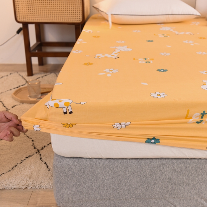 91家纺网 家纺一手货源 找家纺 甜之梦 新款12868全棉印花系列单床笠（可接缺角异型） 小鹿精灵橙