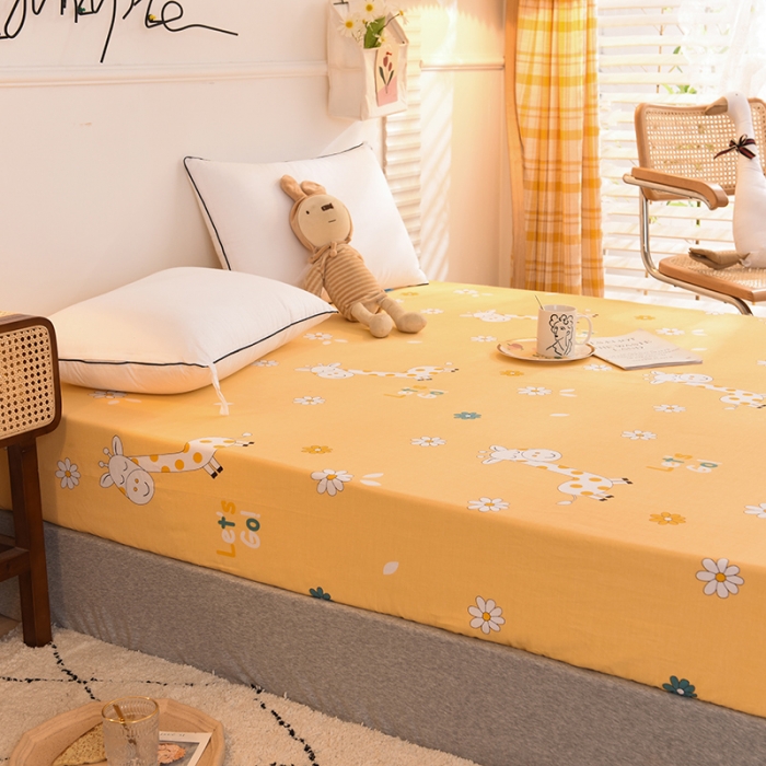 91家纺网 家纺一手货源 找家纺 甜之梦 新款12868全棉印花系列单床笠（可接缺角异型） 小鹿精灵橙