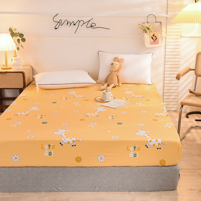 91家纺网 家纺一手货源 找家纺 甜之梦 新款12868全棉印花系列单床笠（可接缺角异型） 小鹿精灵橙