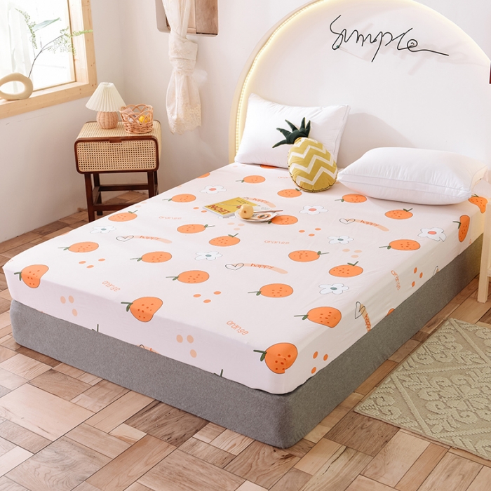 91家纺网 家纺一手货源 找家纺 甜之梦 新款12868全棉印花系列单床笠（可接缺角异型） 心想事橙