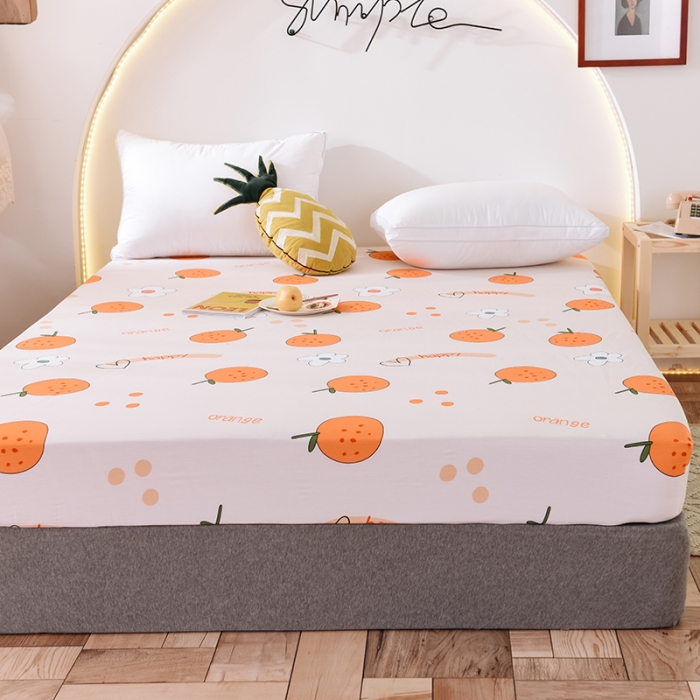 91家纺网 家纺一手货源 找家纺 甜之梦 新款12868全棉印花系列单床笠（可接缺角异型） 心想事橙