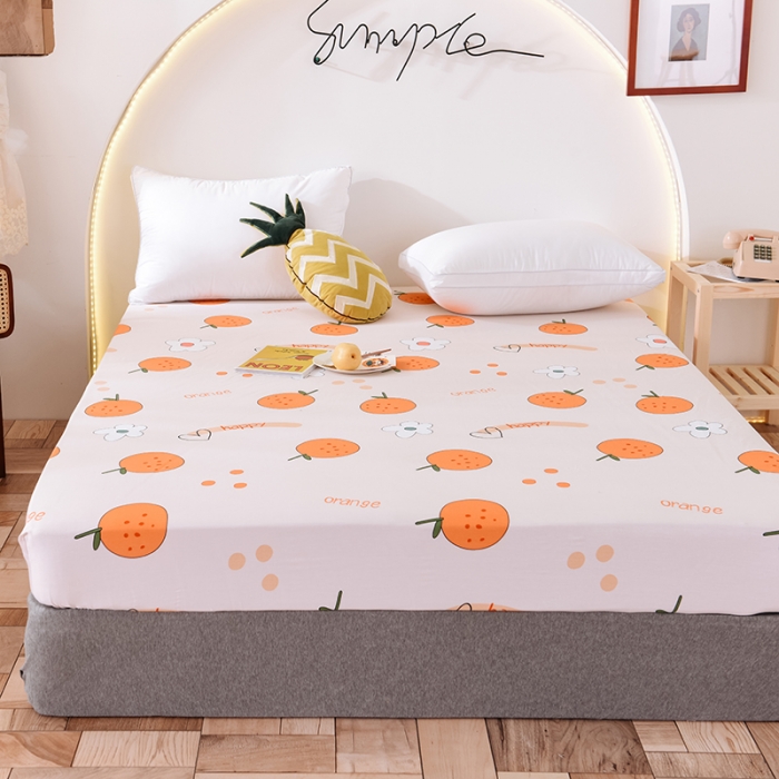 91家纺网 家纺一手货源 找家纺 甜之梦 新款12868全棉印花系列单床笠（可接缺角异型） 心想事橙