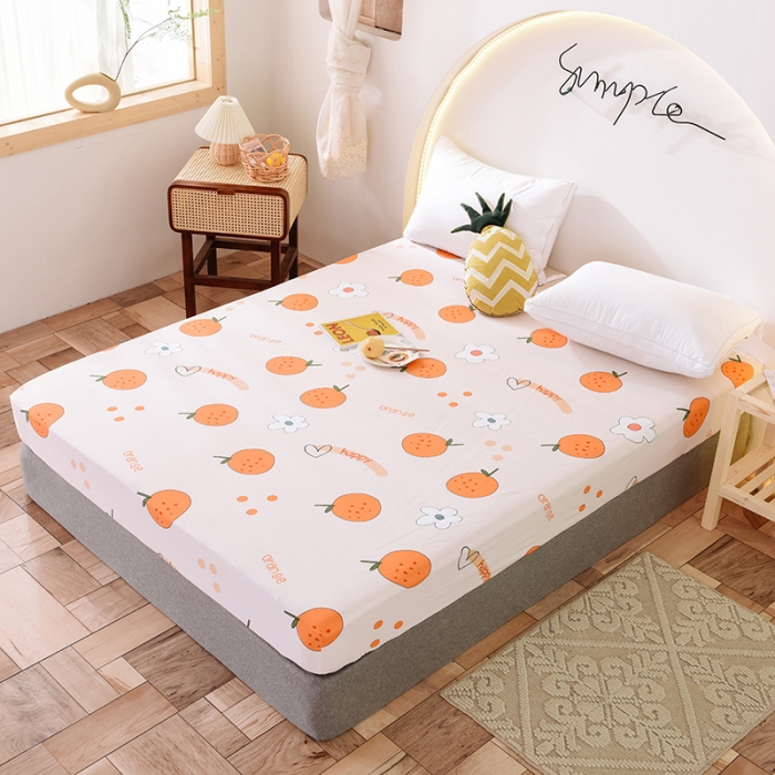 91家纺网 家纺一手货源 找家纺 甜之梦 新款12868全棉印花系列单床笠（可接缺角异型） 心想事橙