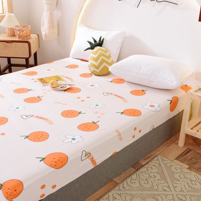 91家纺网 家纺一手货源 找家纺 甜之梦 新款12868全棉印花系列单床笠（可接缺角异型） 心想事橙