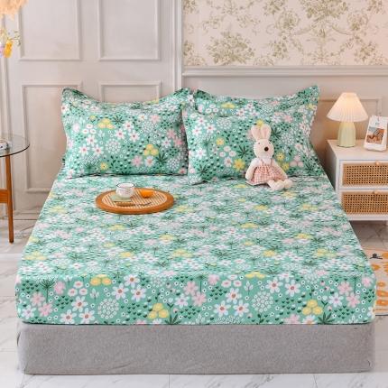 甜之梦 新款12868全棉印花系列单床笠（可接缺角异型） 雨霖铃绿