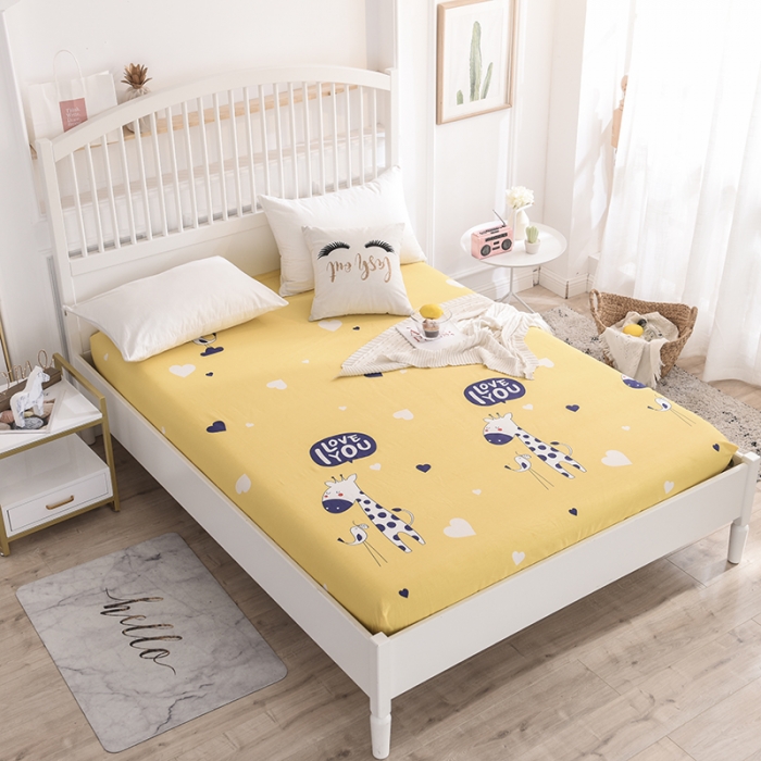 91家纺网 家纺一手货源 找家纺 甜之梦 新款12868全棉印花系列单床笠（可接缺角异型） 长颈鹿多多