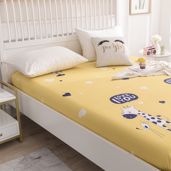 91家纺网 家纺一手货源 找家纺 甜之梦 新款12868全棉印花系列单床笠（可接缺角异型） 长颈鹿多多