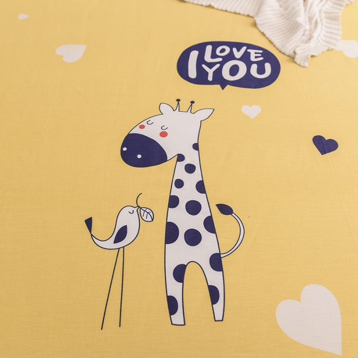 91家纺网 家纺一手货源 找家纺 甜之梦 新款12868全棉印花系列单床笠（可接缺角异型） 长颈鹿多多