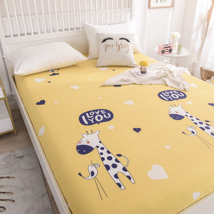 91家纺网 家纺一手货源 找家纺 甜之梦 新款12868全棉印花系列单床笠（可接缺角异型） 长颈鹿多多