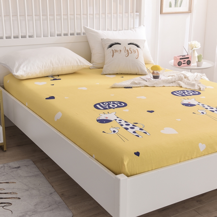 91家纺网 家纺一手货源 找家纺 甜之梦 新款12868全棉印花系列单床笠（可接缺角异型） 长颈鹿多多