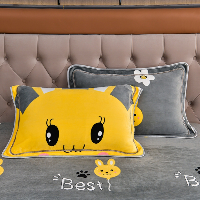 91家纺网 家纺一手货源 找家纺 馨梦缘2025直播爆款8.5斤牛奶绒四件套加厚保暖床裙 可爱兔