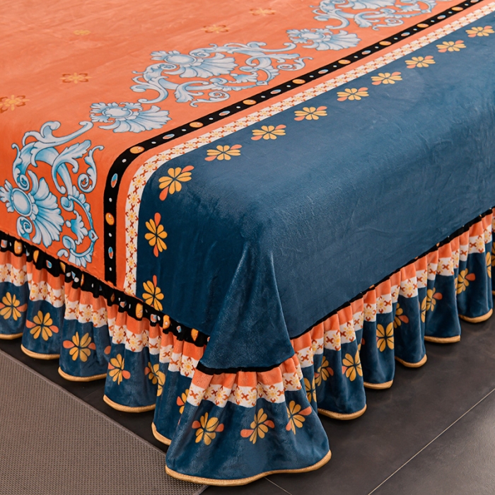 91家纺网 家纺一手货源 找家纺 馨梦缘2025直播爆款8.5斤牛奶绒四件套加厚保暖床裙金貂绒 北欧之恋