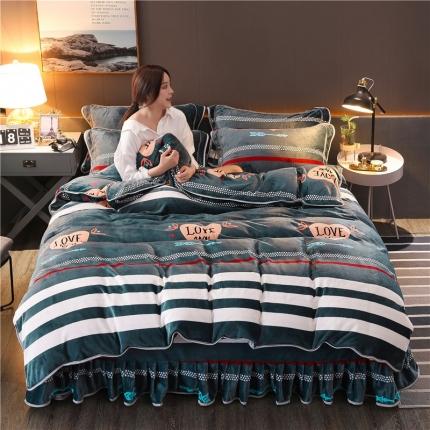 馨梦缘2025直播爆款8.5斤牛奶绒四件套加厚保暖床裙金貂绒 匆匆那年