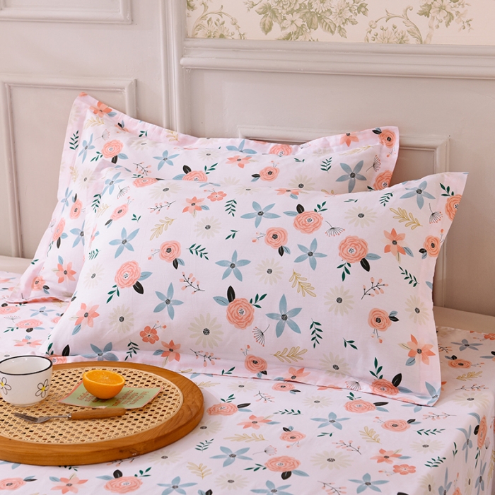 91家纺网 家纺一手货源 找家纺 甜之梦 2025新款12868全棉印花系列单品枕套 粉红佳人