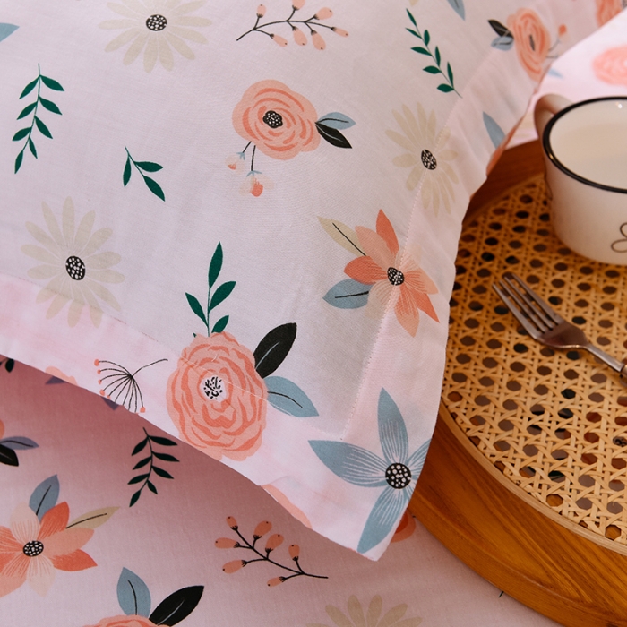 91家纺网 家纺一手货源 找家纺 甜之梦 2025新款12868全棉印花系列单品枕套 粉红佳人