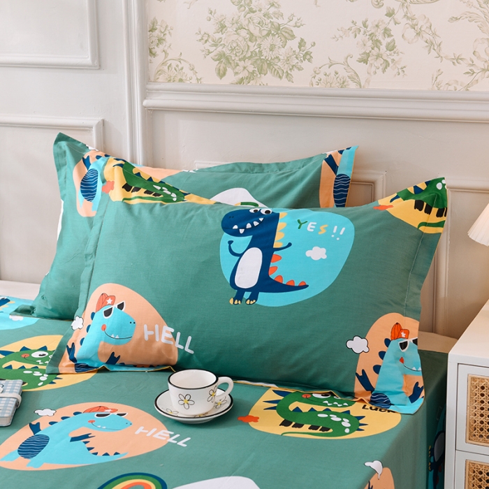 91家纺网 家纺一手货源 找家纺 甜之梦 2025新款12868全棉印花系列单品枕套 恐龙派对