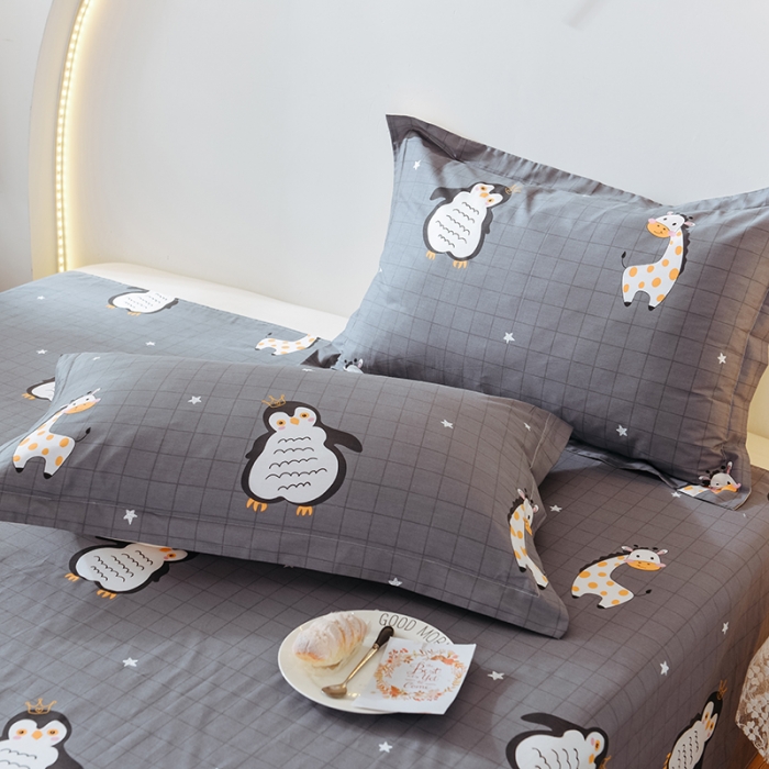 91家纺网 家纺一手货源 找家纺 甜之梦 2025新款12868全棉印花系列单品枕套 萌企鹅