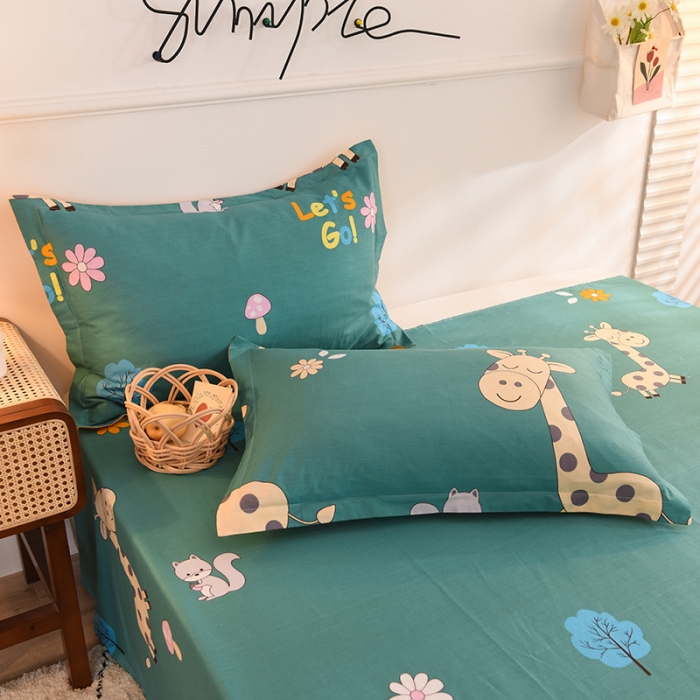 91家纺网 家纺一手货源 找家纺 甜之梦 2025新款12868全棉印花系列单品枕套 小鹿精灵绿