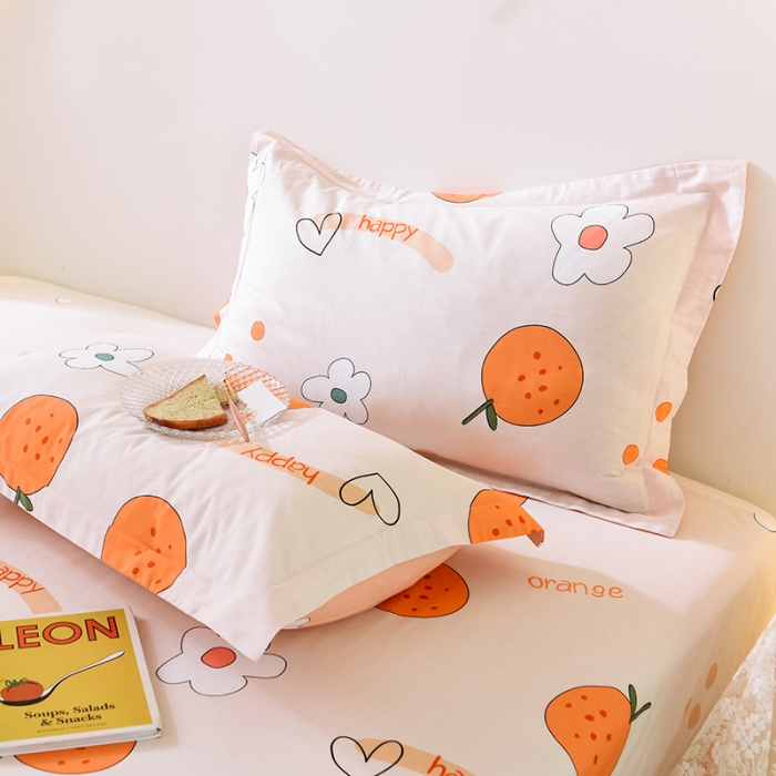 91家纺网 家纺一手货源 找家纺 甜之梦 2025新款12868全棉印花系列单品枕套 心想事橙
