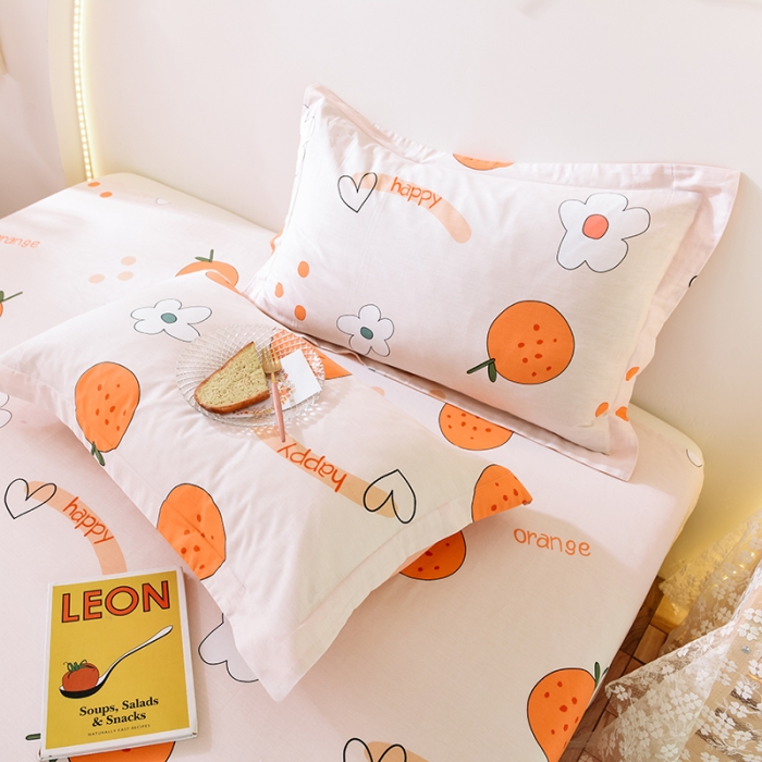 91家纺网 家纺一手货源 找家纺 甜之梦 2025新款12868全棉印花系列单品枕套 心想事橙