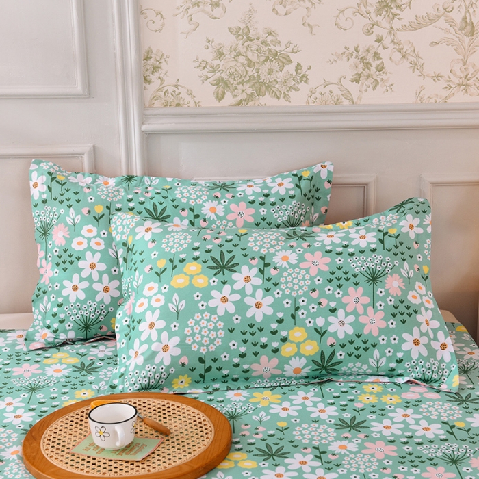 91家纺网 家纺一手货源 找家纺 甜之梦 2025新款12868全棉印花系列单品枕套 雨霖铃绿