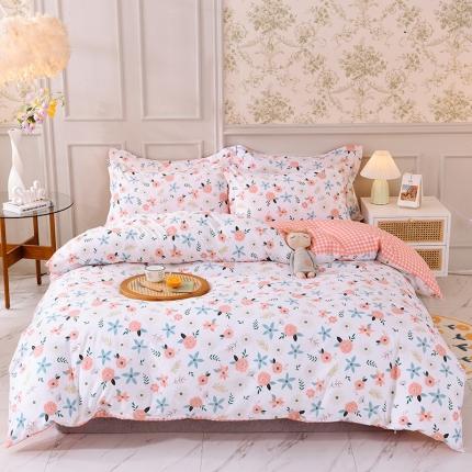 91家纺网 家纺一手货源 找家纺 甜之梦 2025新款纯棉印花12868四件套 粉红佳人