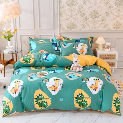 91家纺网 家纺一手货源 找家纺 甜之梦 2025新款纯棉印花12868四件套 恐龙派对