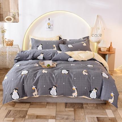 91家纺网 家纺一手货源 找家纺 甜之梦 2025新款纯棉印花12868四件套 萌企鹅