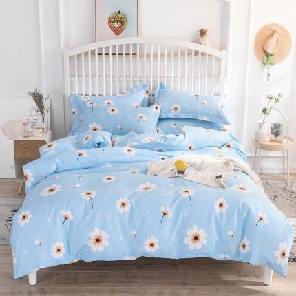 91家纺网 家纺一手货源 找家纺 甜之梦 2025新款纯棉印花12868四件套 小雏菊-蓝