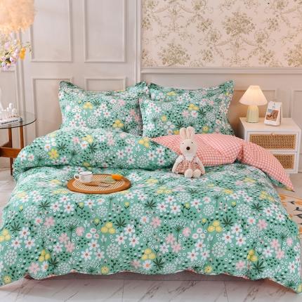 91家纺网 家纺一手货源 找家纺 甜之梦 2025新款纯棉印花12868四件套 雨霖铃绿