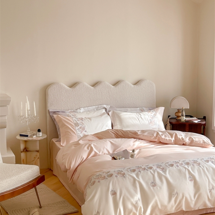 91家纺网 家纺一手货源 找家纺 鹿班 2022新款100支长绒棉四件套 莫奈2 新荔粉