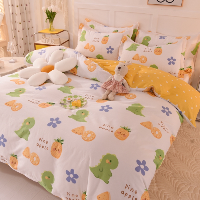 91家纺网 家纺一手货源 找家纺 甜之梦 2025新款纯棉印花12868四件套 菠萝萌龙