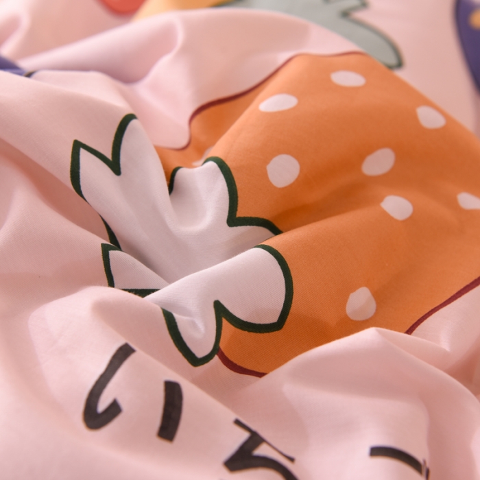 91家纺网 家纺一手货源 找家纺 甜之梦 2025新款纯棉印花12868四件套 草莓乐园