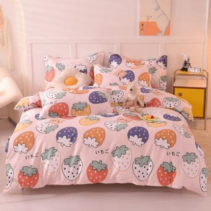 甜之梦 2025新款纯棉印花12868四件套 草莓乐园