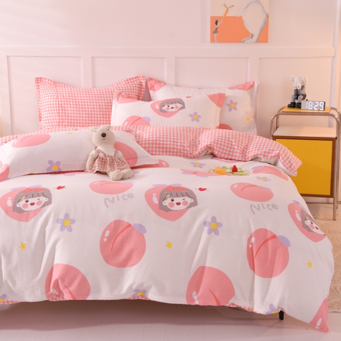 91家纺网 家纺一手货源 找家纺 甜之梦 2025新款纯棉印花12868四件套 初恋蜜桃