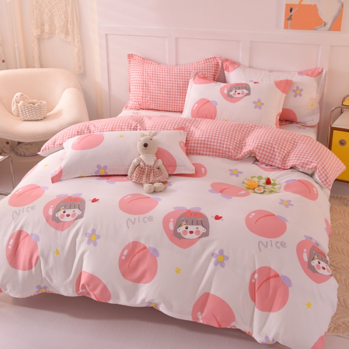 91家纺网 家纺一手货源 找家纺 甜之梦 2025新款纯棉印花12868四件套 初恋蜜桃