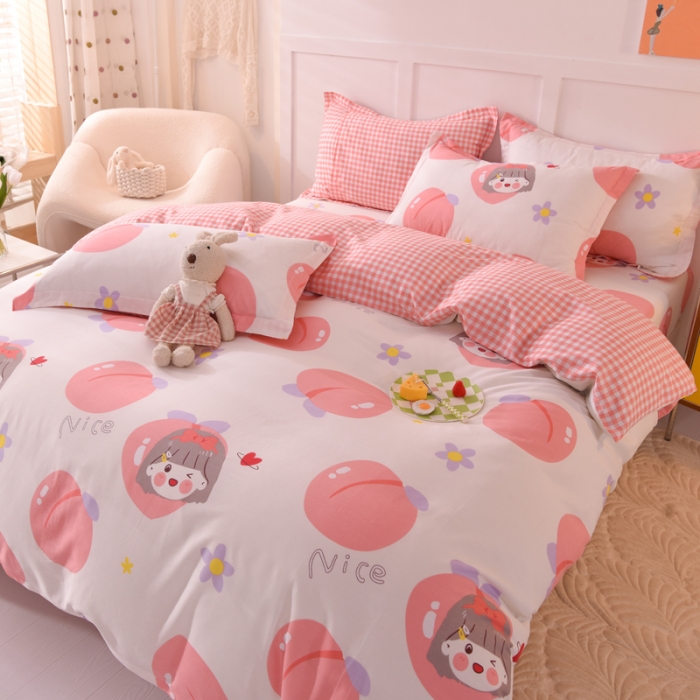 91家纺网 家纺一手货源 找家纺 甜之梦 2025新款纯棉印花12868四件套 初恋蜜桃