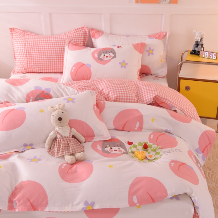 91家纺网 家纺一手货源 找家纺 甜之梦 2025新款纯棉印花12868四件套 初恋蜜桃