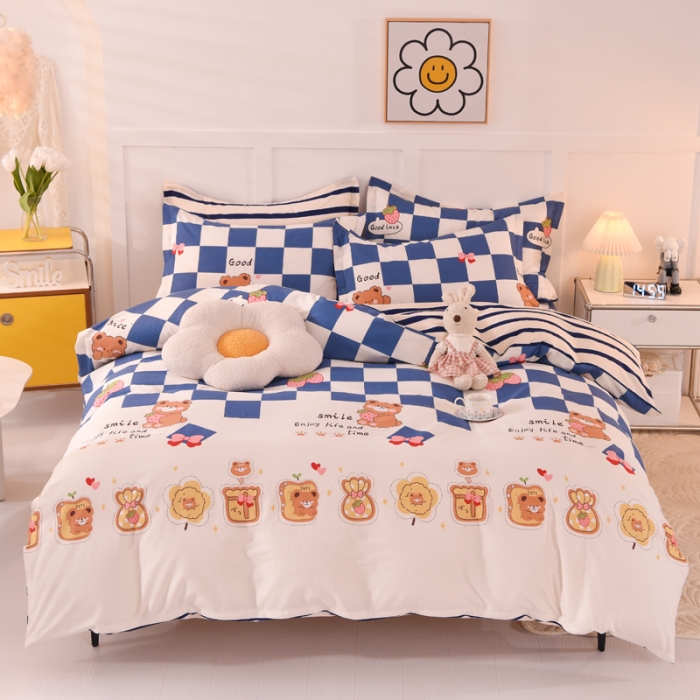 91家纺网 家纺一手货源 找家纺 甜之梦 2025新款纯棉印花12868四件套 派对熊